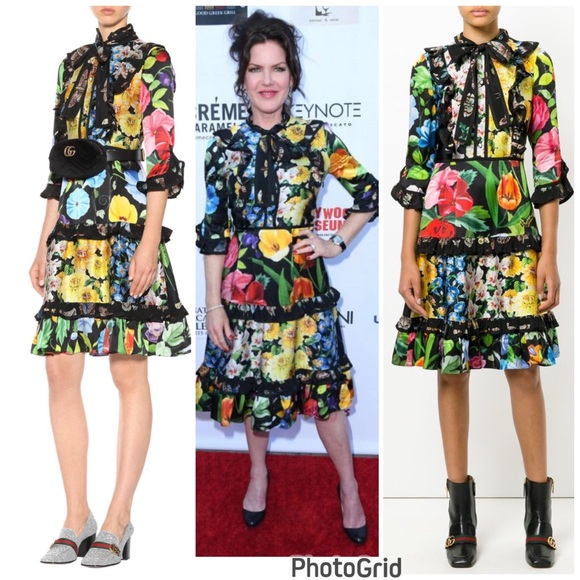 Gucci Multicolor Floral Long Sleeve Dress
